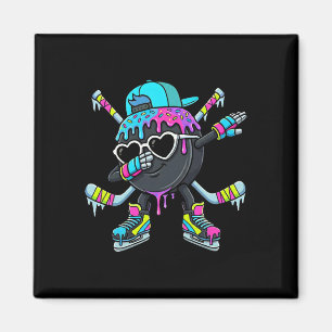 Hockey Ice Cream Drip Dabbing Puck Stakes Sprinkle Magnet