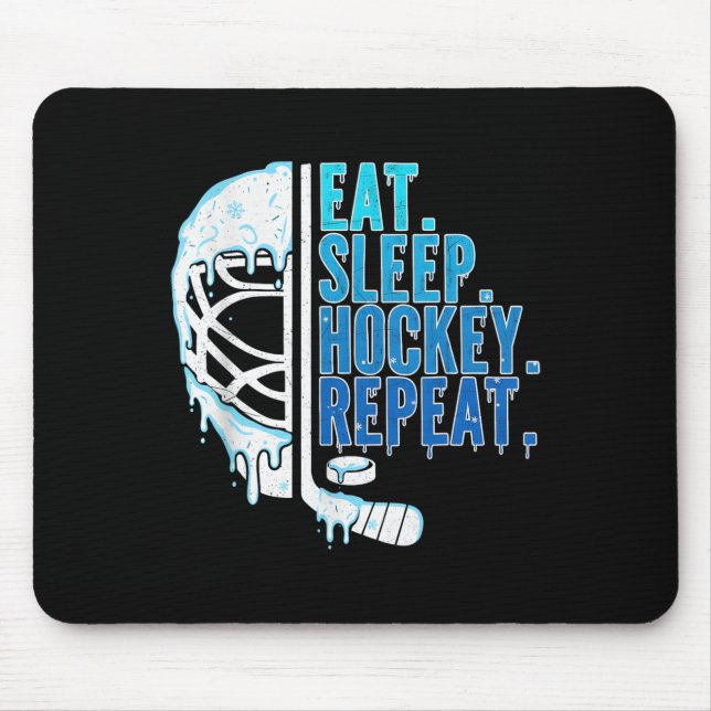 Hockey Ice Cream Drip Eat Sleep Hockey Repeat Boys Mouse Pad (Front)