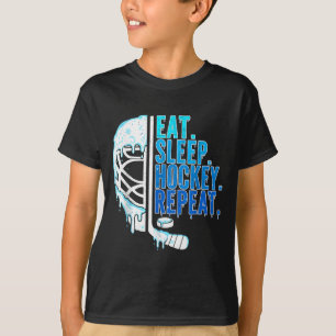 Hockey Ice Cream Drip Eat Sleep Hockey Repeat Boys T-Shirt