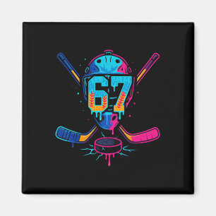Hockey Ice Cream Drip Number 67 Player 67th Birthd Magnet