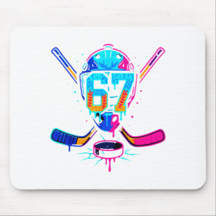 Hockey Ice Cream Drip Number 67 Player 67th Birthd Mouse Pad