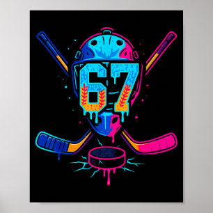 Hockey Ice Cream Drip Number 67 Player 67th Birthd Poster