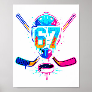 Hockey Ice Cream Drip Number 67 Player 67th Birthd Poster