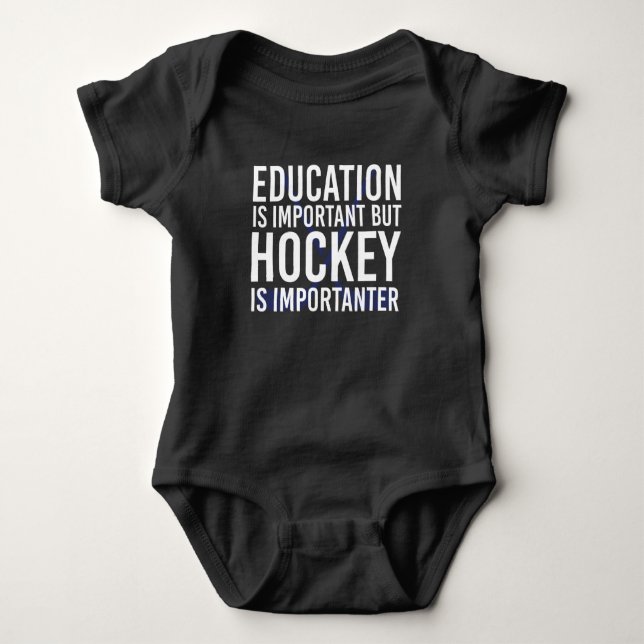 Hockey is importanter Funny Hockey gifts Baby Bodysuit (Front)
