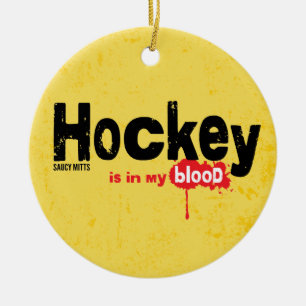 Hockey is in My Blood Ceramic Tree Decoration