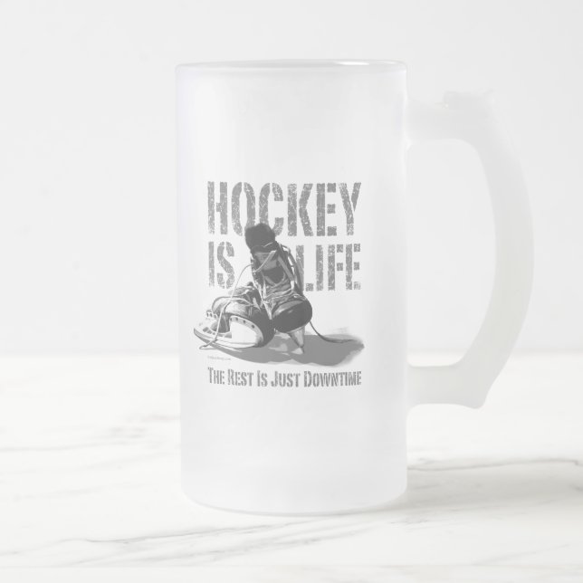 Hockey Is Life Frosted Glass Beer Mug (Right)