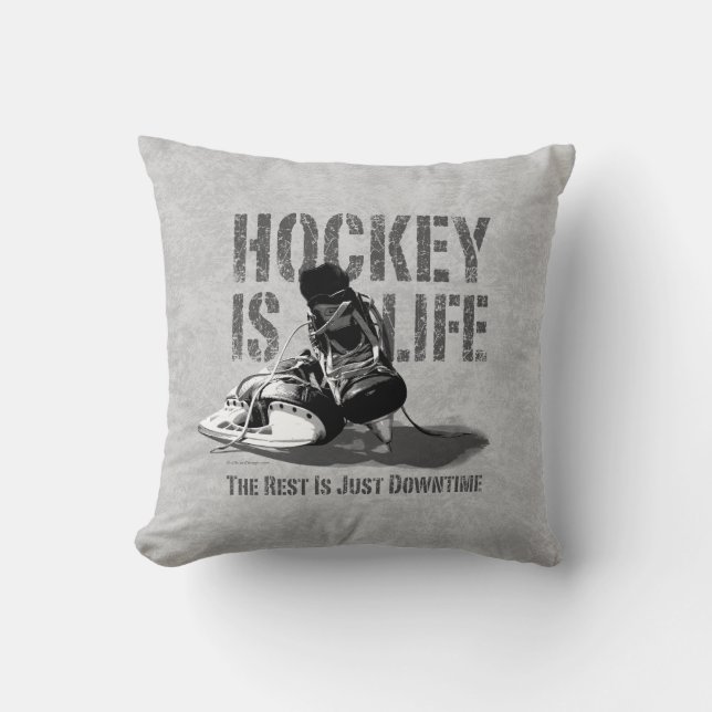 Hockey Is Life Throw Pillow (Front)