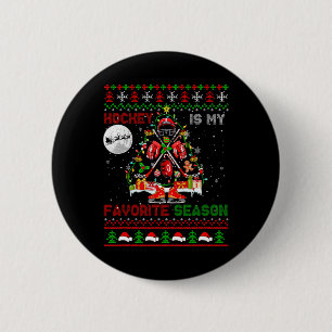 Hockey Is My Favorite Season Xmas Tree Equipment P 6 Cm Round Badge