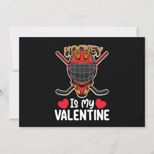 Hockey Is My Valentine Day Ice Sports Invitation (Front)