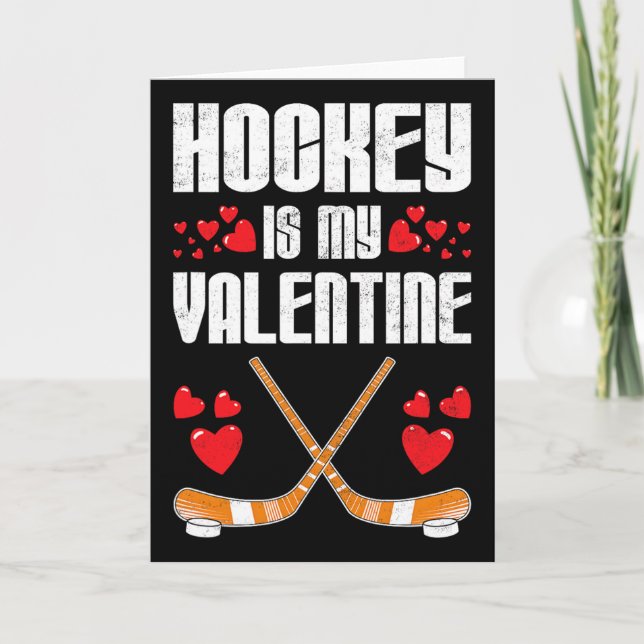 Hockey Is My Valentine Funny Sports Humor Team Men Card (Front)