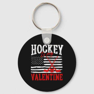 Hockey Is My Valentine Valentine's Day Ice Hockey  Key Ring