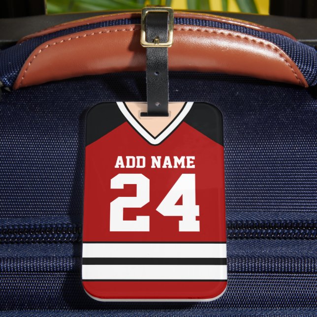 Hockey Jersey Custom Name/Number Bag Tag (Front Insitu 2)