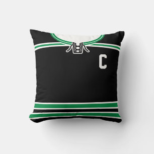 Hockey Jersey Name & Number Template Pillow Green