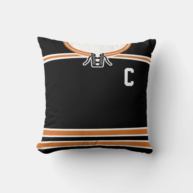 Hockey Jersey Name & Number Template Pillow Orange (Front)