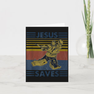 Hockey Jesus Saves Funny Hockey The Penalty Box Card