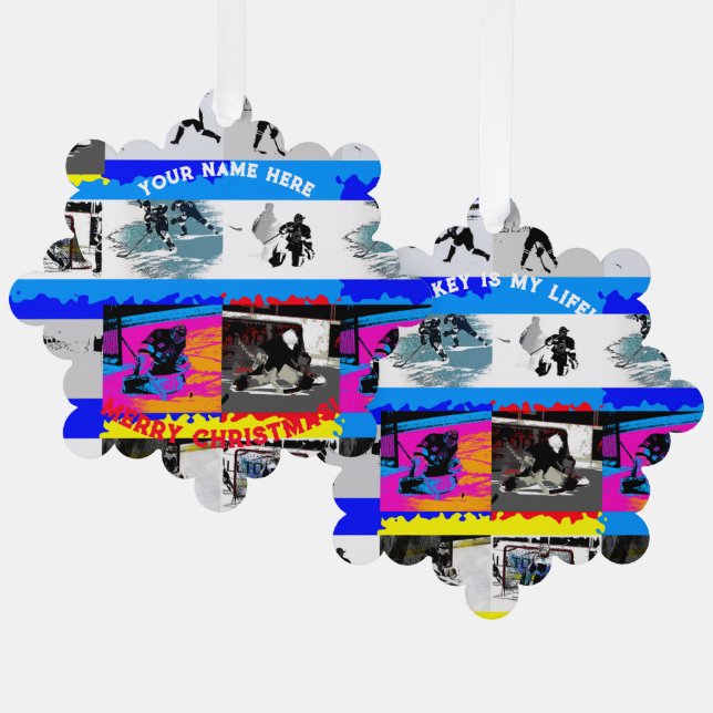 Hockey Life - Ice Hockey Players Tree Decoration Card (Front/Back)