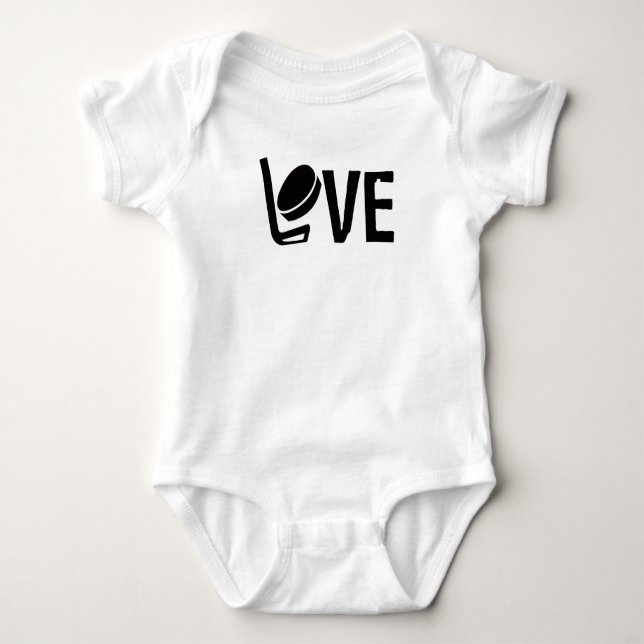 Hockey Love Baby T-Shirt Bodysuit (Front)