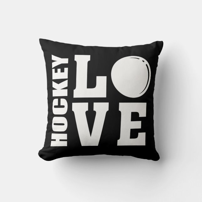 Hockey Love Black Cushion (Front)