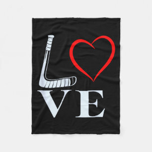 Hockey Love Heart Graphic For Ice Hockey Fans Fleece Blanket