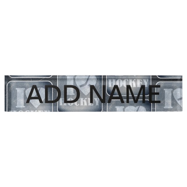 Hockey Love Pattern Nameplate (Front)