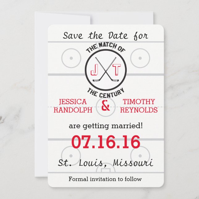 Hockey Love Save the Date Invitation (Front)