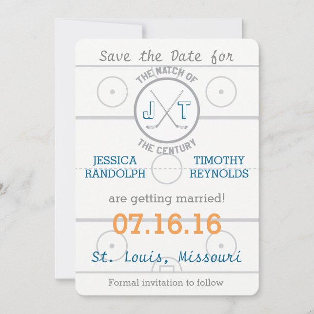 Hockey Love Save the Date Invitation (Front)