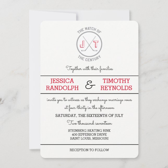 Hockey Love Wedding Invitations (Front)