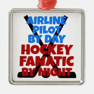 Hockey Lover Airline Pilot Metal Tree Decoration