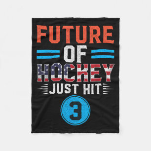 Hockey Lover Birthday 3 Years Old Kid 3rd B-Day Fleece Blanket