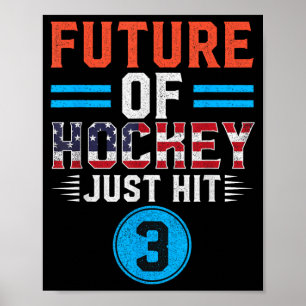 Hockey Lover Birthday 3 Years Old Kid 3rd B-Day Poster