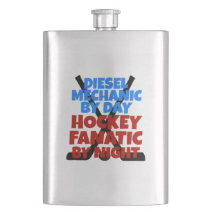 Hockey Lover Diesel Mechanic Hip Flask