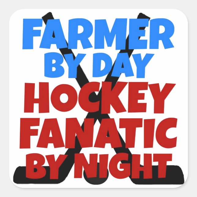 Hockey Lover Farmer Square Sticker (Front)