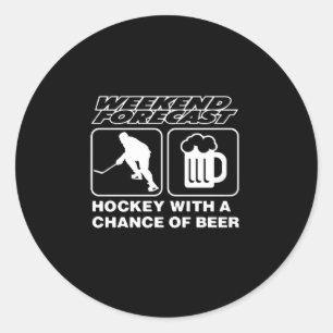 Hockey Lover Hockey With A Chance Of Beer Classic Round Sticker