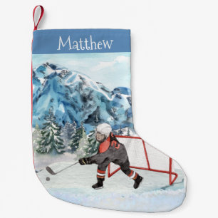 Hockey Lover Snow Personalised Ice Small Christmas Stocking