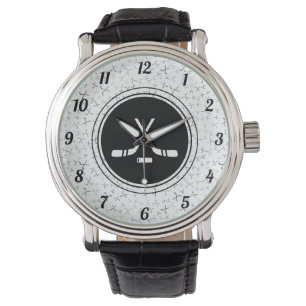 Hockey Lover Sports Pattern Black & White Stylish Watch
