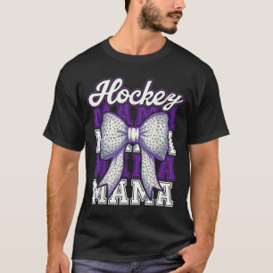 Hockey Mama Mummy Ball Bow Proud Sports Mother Son T-Shirt