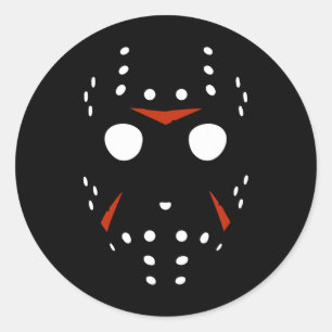 Hockey Mask Scary Halloween Costume Party Classic Round Sticker