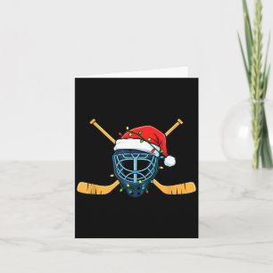 Hockey Mask With Santa Hat Christmas Lights Card