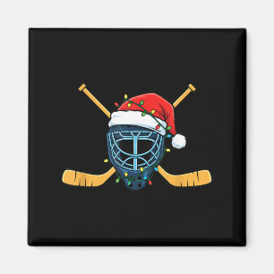Hockey Mask With Santa Hat Christmas Lights Magnet