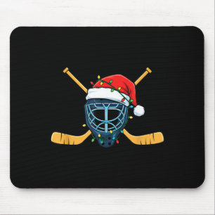 Hockey Mask With Santa Hat Christmas Lights Mouse Pad