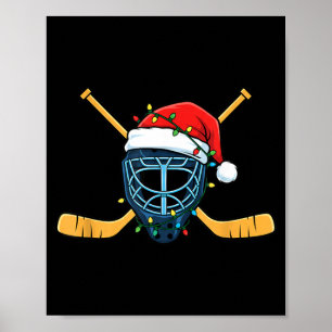 Hockey Mask With Santa Hat Christmas Lights Poster