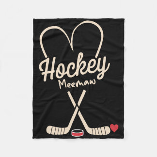 Hockey Meemaw Heart Hockey Player Fleece Blanket
