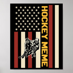 Hockey Meme Hockey Player Us Flag Poster