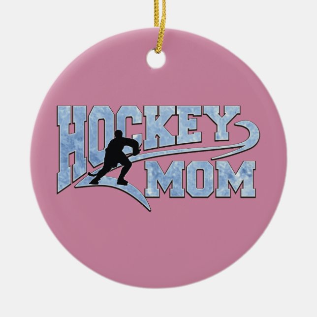 Hockey Mom Athletic Tail Ceramic Tree Decoration (Front)