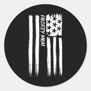 Hockey Mom Flag Sports Patriotic Usa American Fan Classic Round Sticker