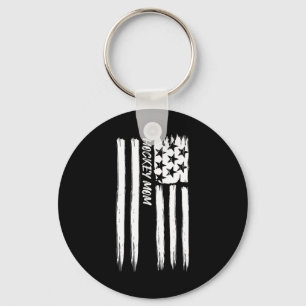 Hockey Mom Flag Sports Patriotic Usa American Fan  Key Ring