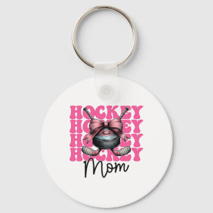 Hockey Mom Hockey Mama Mother's Day Pink Coquette  Key Ring