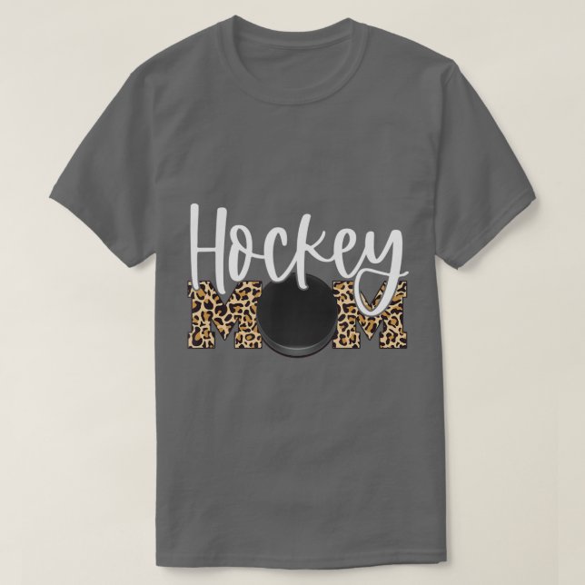 Hockey MomLeopard PrintRed  T-Shirt (Design Front)