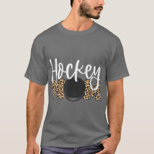 Hockey MomLeopard PrintRed T-Shirt