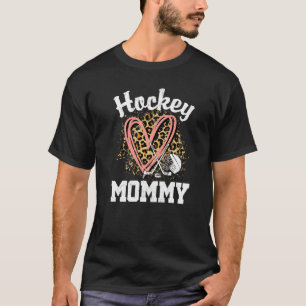 Hockey Mommy Leopard Heart Ice Hockey T-Shirt